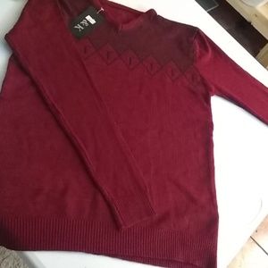 Graphic spliced v-neck knitted sweater